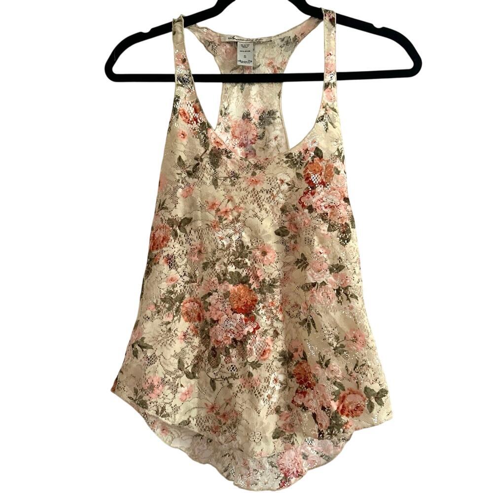 American Rag Fairycore Fairy Boho Romantic Lace Floral Tank Sheer Top - Sz Small
